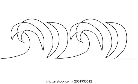 Arte de dibujo de una línea de onda marina. Línea continua de onda abstracta