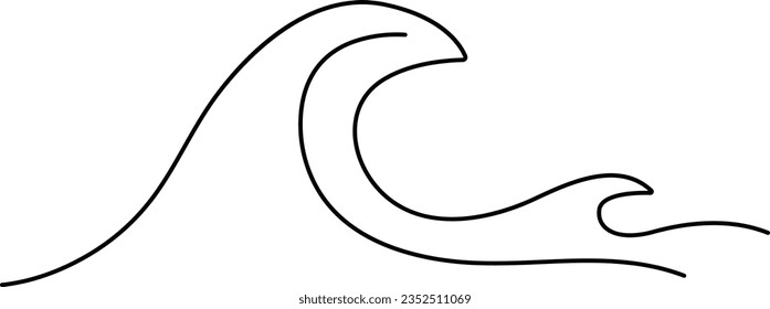 Sea wave one line drawing art Vector isolated