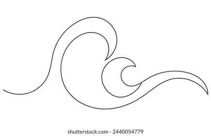 Sea Wave One Line Zeichnen Kunst. Abstraktes minimales Logo. Vektorgrafik. EPS 10
