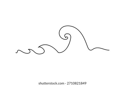 Sea wave one line. Vector drawing on a white background Sea Wave Blue Icons. 