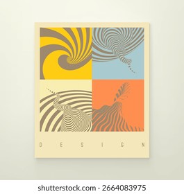 Sea wave. Optical illusion. Abstract striped background. Cover design template. 3D vector illustration for brochure, poster, presentation, flyer and banner.