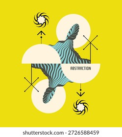 Meereswelle. Optische Täuschung. Landschaftlicher Hintergrund. Kunstkomposition eines virtuellen Raummodells. Cover-Entwurfsvorlage. Vektor für Broschüre, Poster, Präsentation, Karte, Flyer oder Banner.