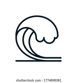 Sea wave outline icons. Vector illustration. Editable stroke. Isolated icon suitable for web, infographics, interface and apps.