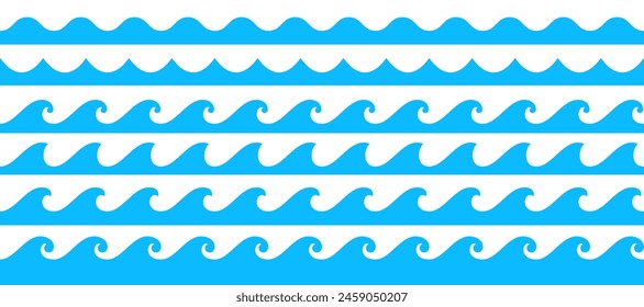 Sea wave pattern background. Vector ocean wave shape pattern. Water line background. Seamless marine decoration pattern background