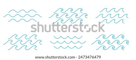 Sea wave pattern background. Vector ocean wave shape pattern. Water line background. Seamless marine decoration pattern background