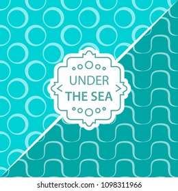 Sea wave pattern backgrounds. Vector illustration for abstract aqua design. Set of turquoise wave background surface, wallpaper. Simple minimalistic geometric pattern elements. Graphic water ornament.