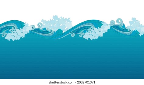 Sea wave pattern. Seascape with big waves.