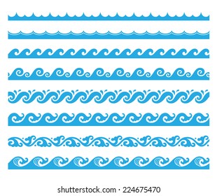 sea wave pattern set 1, horizontally seamless pattern for  brush making 