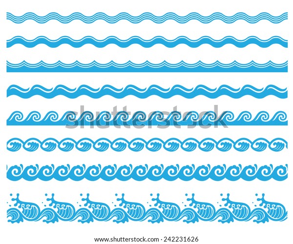 sea wave pattern set 2, horizontally seamless pattern\
for  brush making 