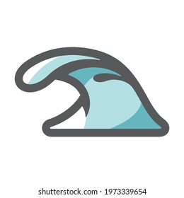 Sea Wave rushing Vector icon Cartoon illustration.
