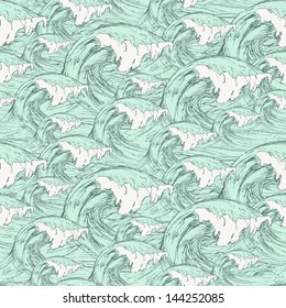 Sea wave seamless pattern. Marine background. Water design