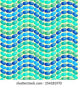 Sea wave. Seamless volume mosaic pattern