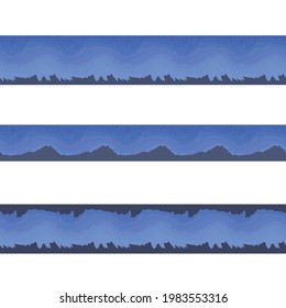 Sea wave - a set of isolated borders on a white background. Seamless pattern. Vector print.