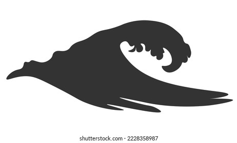 Sea wave silhouette, running wave icon, vector illustration isolated on white background