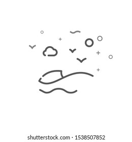 Sea wave simple vector line icon. Symbol, pictogram, sign. Light background. Editable stroke