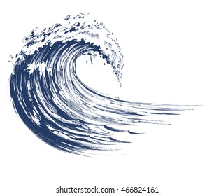 Sea Wave Sketch. Vector Illustration