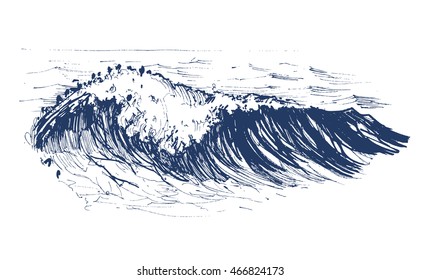 Sea wave sketch. Vector illustration