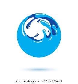 Sea wave splash vector logotype. World water day theme. Living in harmony with nature concept.