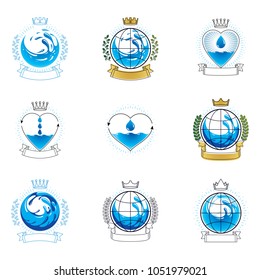 Sea wave splash vector symbol. Pure water as most important resource for human activity theme. Body cleansing concept.