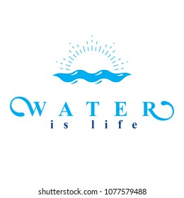 Sea wave splash vector symbol isolated on white. Water treatment company abstract logo.
