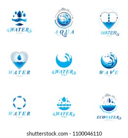 Sea wave splash vector symbol. Water is life theme. Human and nature harmony concept. 