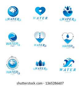 Sea wave splash vector symbol. Water is life theme. Environment protection concept.