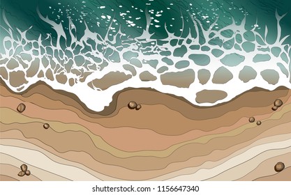 Sea wave splashed on the beach background.