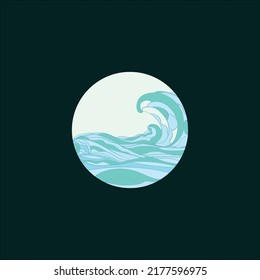 sea wave sufing abstract logo design