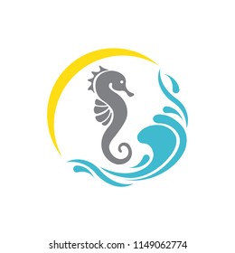 
Sea ​​horse, wave and sun