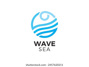 ola del mar con el diseño del icono del logotipo del círculo del sol