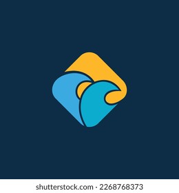 sea wave and sun logo design inspiration.