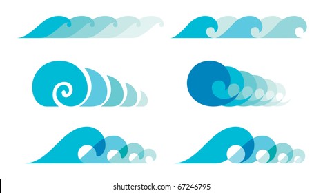 Sea wave symbols set