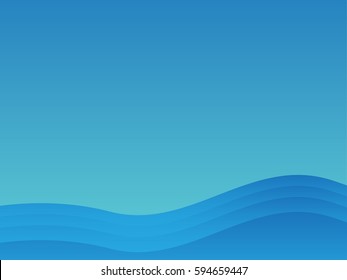 Sea wave vector blue background