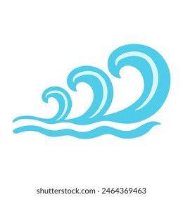 Sea wave vector illustration. Cute water wave symbol in simple flat style isolated on white background. Minimal abstract nautical shape