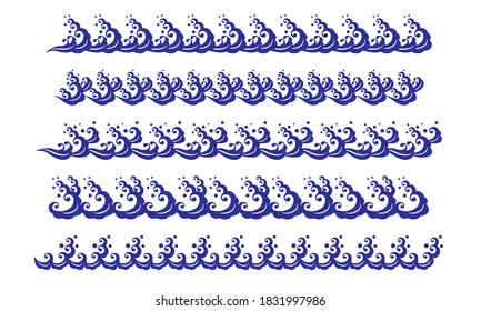 Conjunto de materiales de ilustración de vectores de ondas marinas