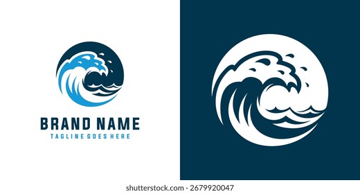 Vector de la onda del mar, arte del Clip de la silueta de la onda del océano, icono y signo dinámicos del Vector de la onda