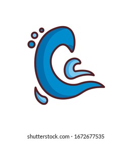 sea wave water line color style vector illustration design