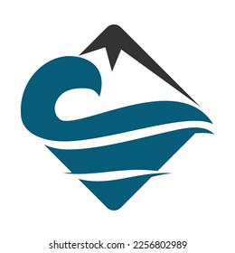 plantilla de logotipo de agua de onda marina Icono Ilustración Identidad de marca.Isolación e ilustración plana. Gráfico vectorial