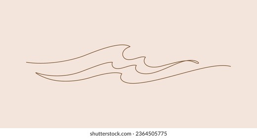 sea wave water one line minimalist style thin line illustration