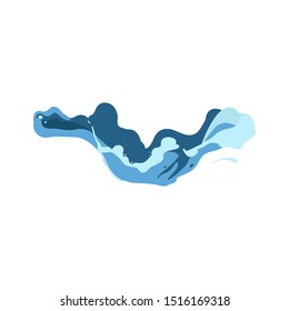 Sea wave or water splash flat cartoon vector illustration isolated on white background. Summer seascape, beach surfing vacation element for prints and stickers.