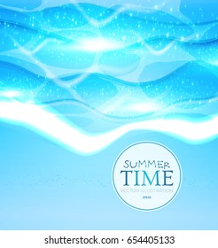 Sea Waves Abstract Background. Top View. Vector illustration