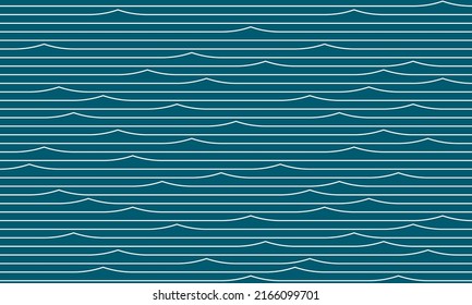 Sea waves abstract seamless pattern. Water background. Ocean blue waves line graphic ornament. Sea water abstraction, wavy tide flow. Saltwater turquoise pattern. Marine doodle nautical breeze