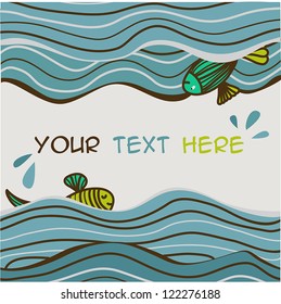 sea waves background with fish and place for text