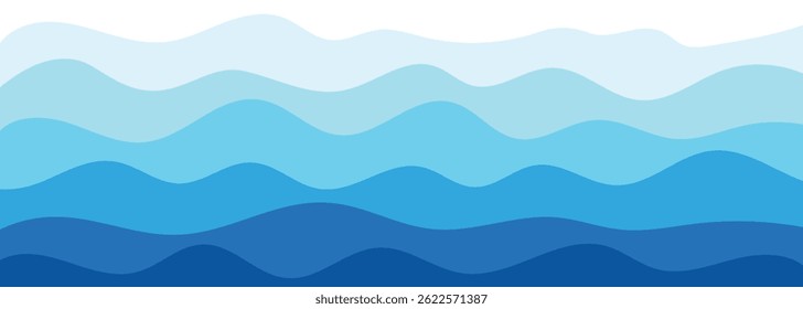 Sea waves background illustration vector. Sea beach vector illustration, banner with space for text. summer sea, wavy ocean