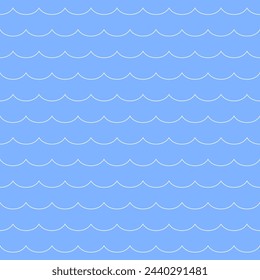 Sea waves background. Seamless sea water simple line art pattern. Simple vector.
