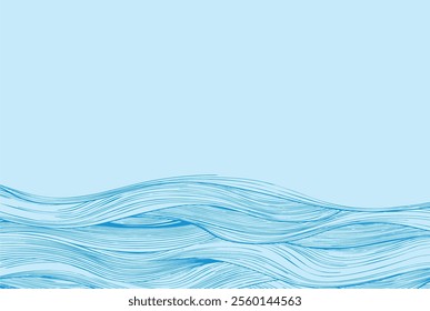 Sea waves with blue horizon. Water waves, sea, beach and ocean copy space background. EPS 10.