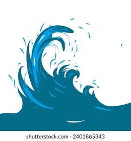 Sea waves blue ocean waves with white foam in cartoon style vector