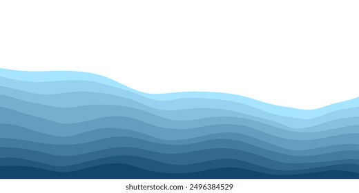 Sea waves. Blue river ocean wave layer vector background illustration