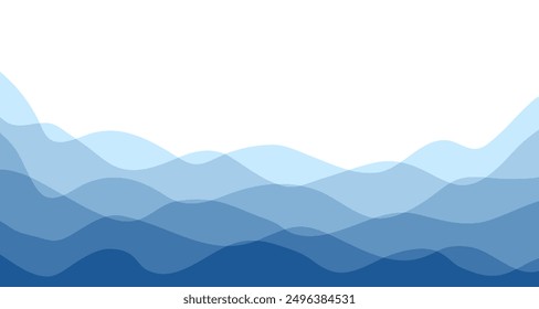 Sea waves. Blue river ocean wave layer vector background illustration