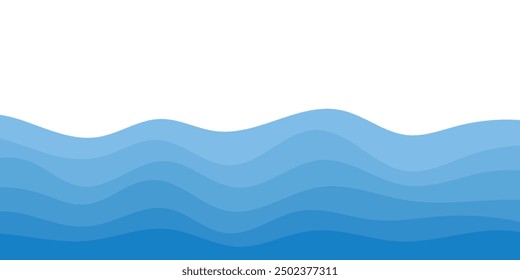 Sea waves. Blue river ocean wave layer vector background illustration